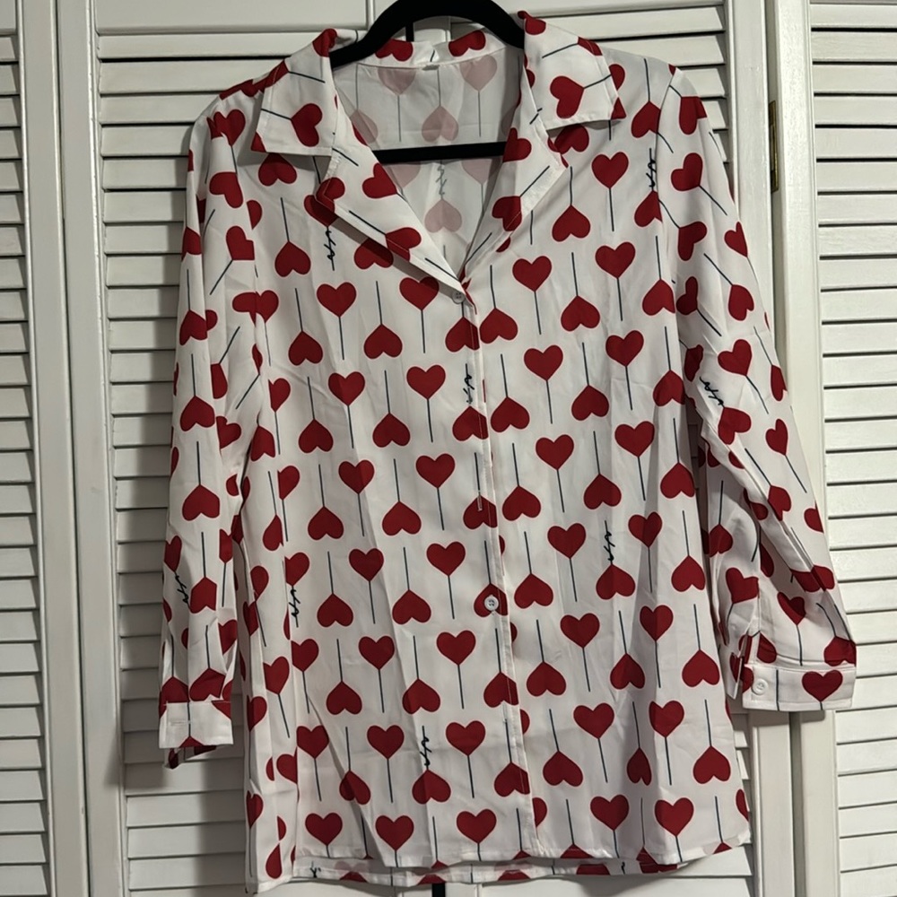 Valentines Heart Button Up